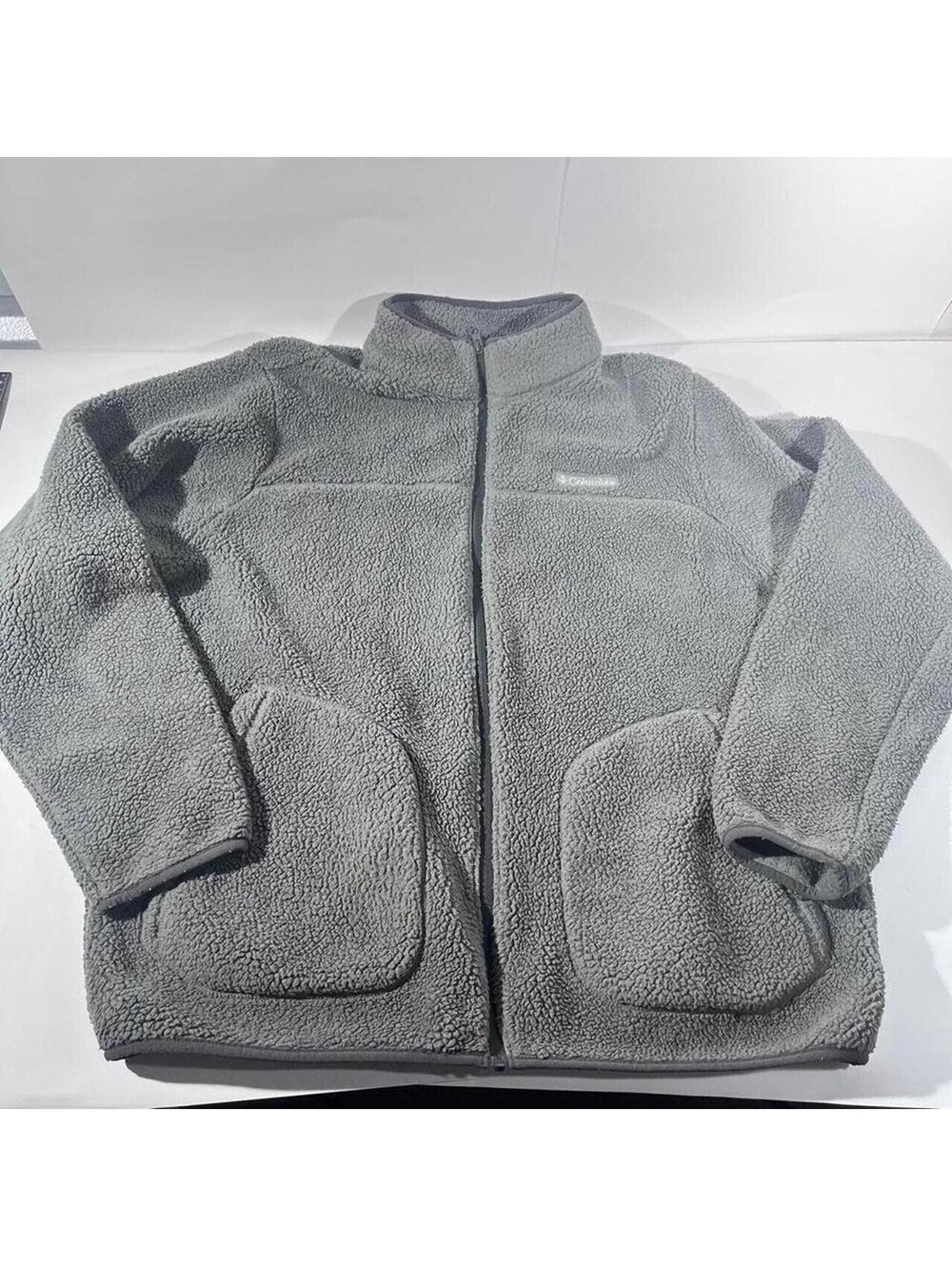 Columbia Gray Sherpa High Pile Fleece Full Zip Jacket Men's
